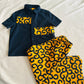 Ensemble enfant garçon Idriss – Wax jaune et noir – Chemise + pantalon – Fait main