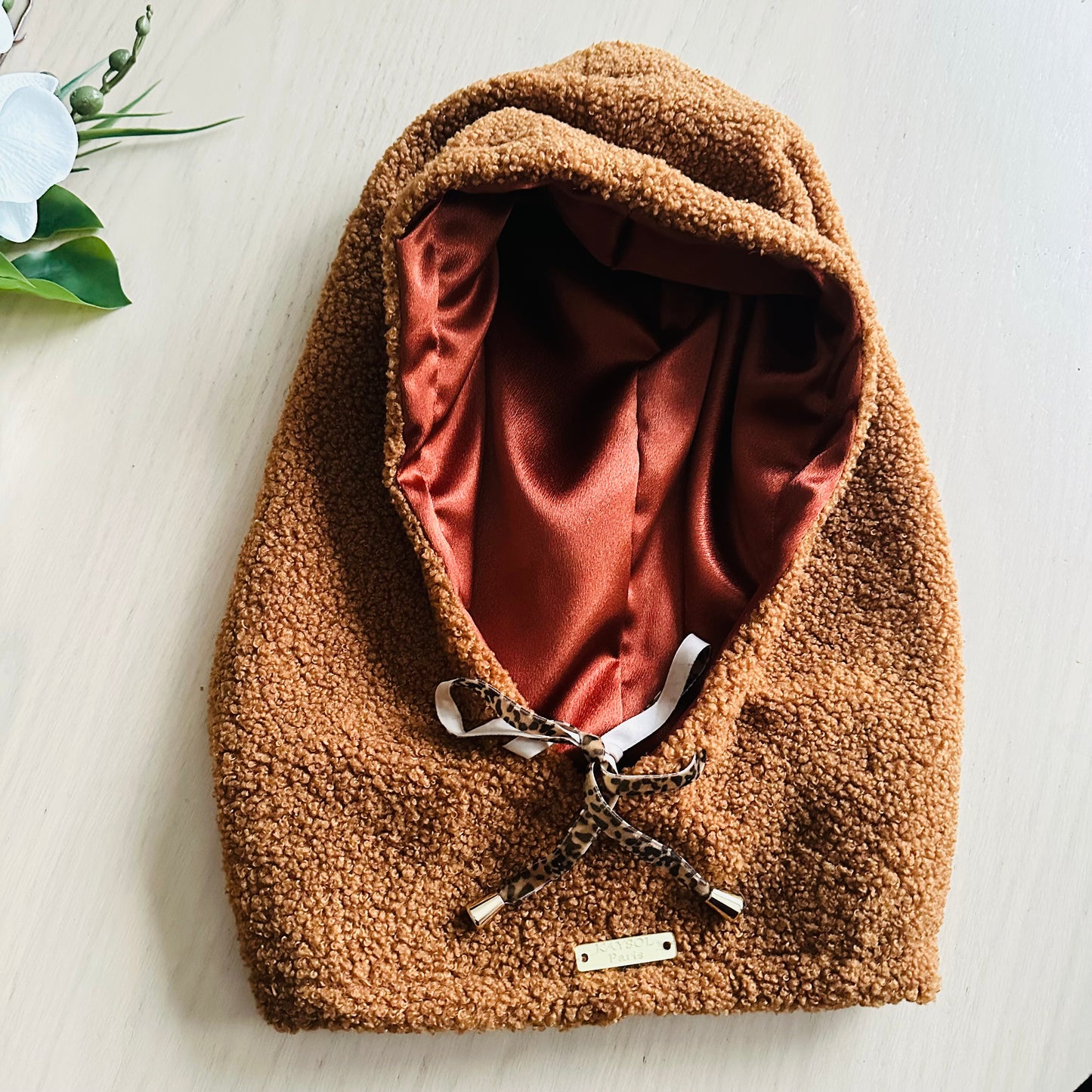 Cagoule chaude en fausse fourrure - Cagoule intérieur Satin anti casse cheveux - Cocoon