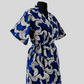 Robe portefeuille africaine - Wax  Bleu Roi