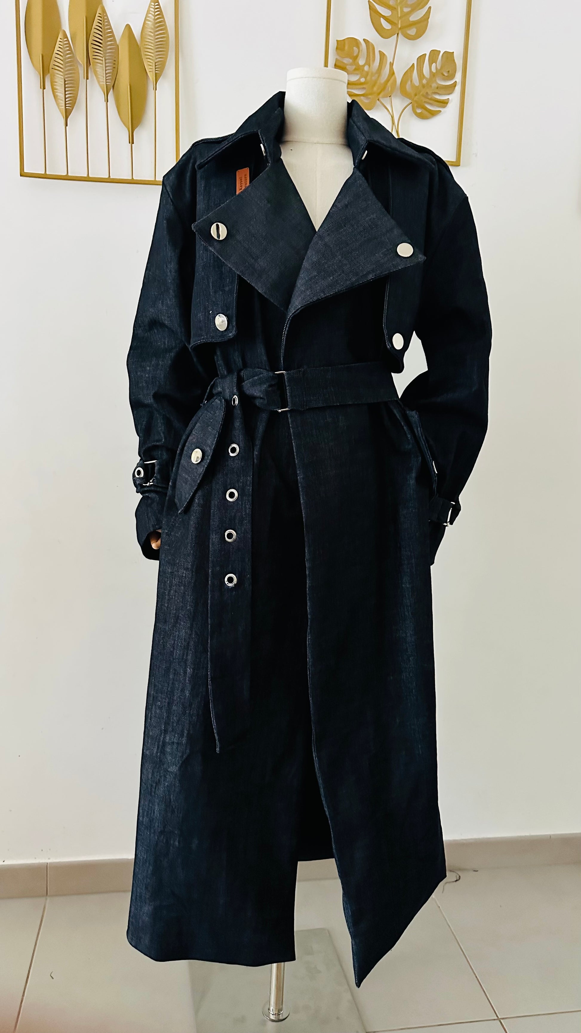 Trench en jean - Zahra – Manteau long femme élégant - Ceinture ajustable