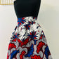 Jupe maxi en Wax - jupe africaine taille haute - tissu Wax fleurs de mariage bleu - Rouge - Jaune