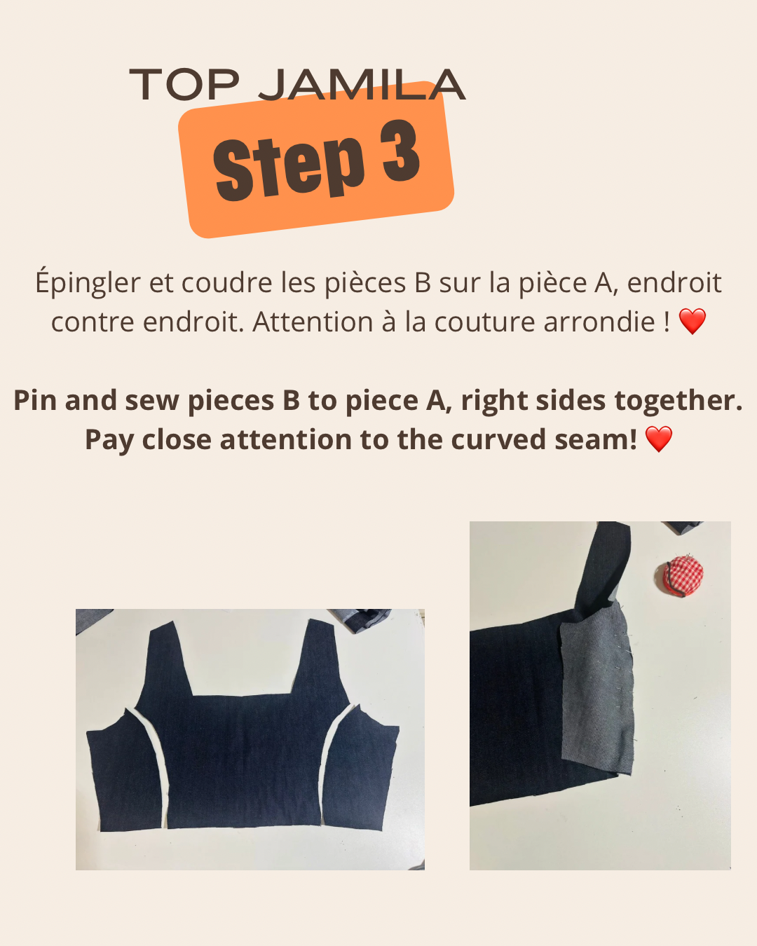 Projet couture débutant / Coudre un top en jean / Kit Couture / XS/8XL