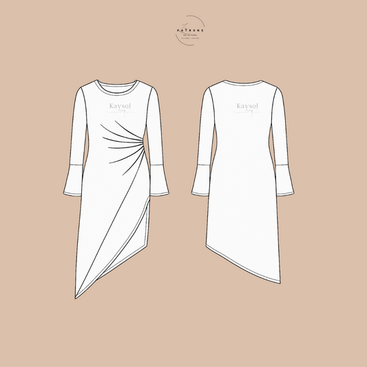 Patron Blouse longue asymétrique - 11 tailles - 34/54 - Instruction Simple - PDF
