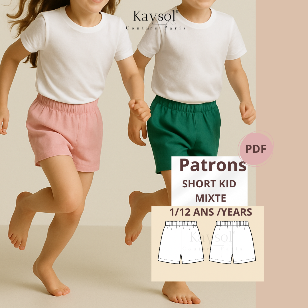 Patron Couture Enfant - PDF – Short Enfant (1 à 12 ans)
