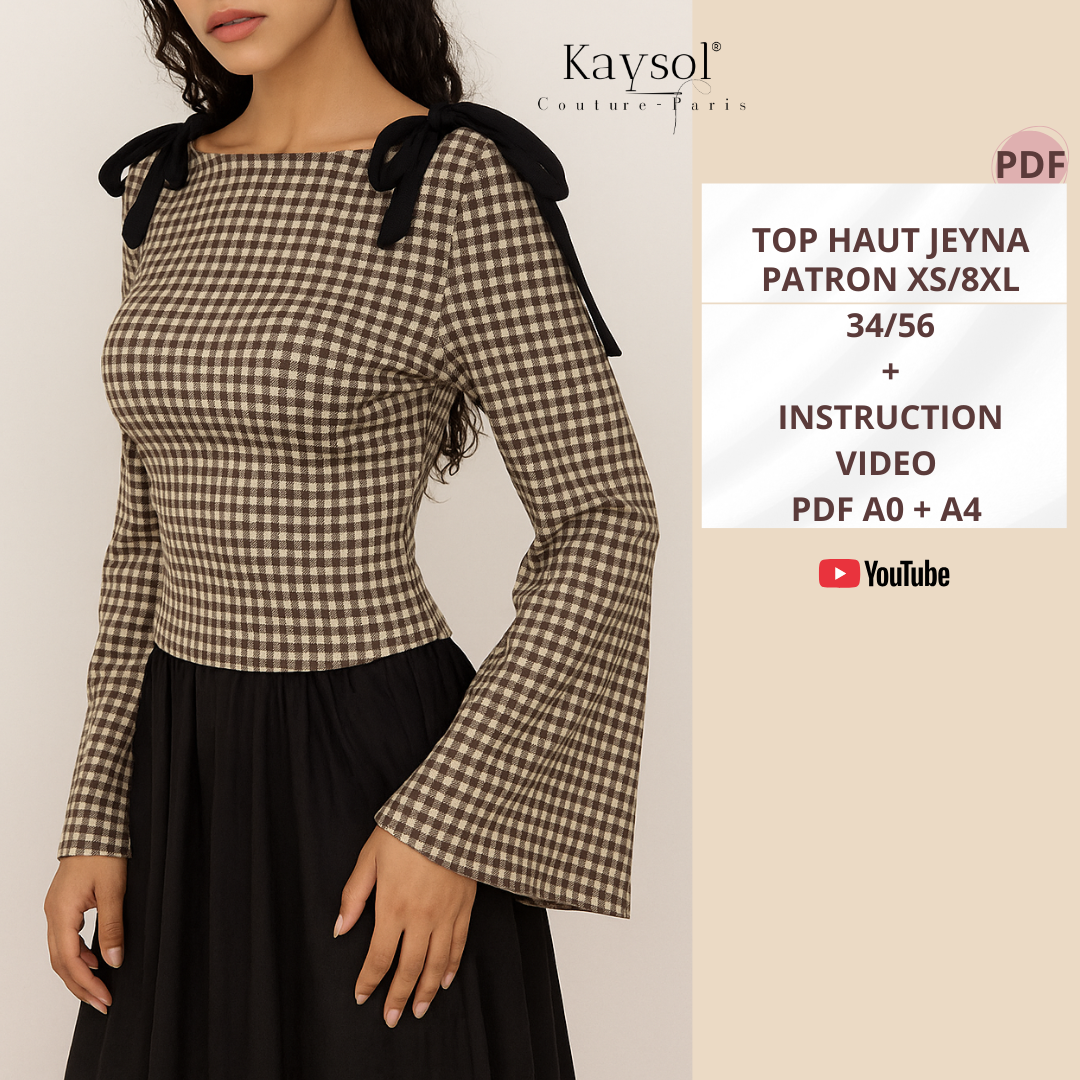 Patron Couture Haut Femme Tendance - Haut Jeyna - Débutant - XS/8XL