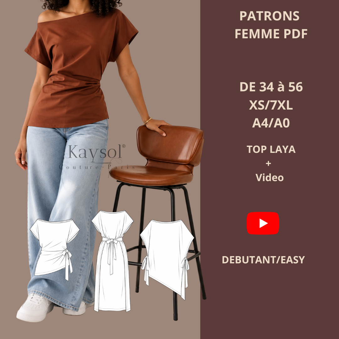 Patron Top Laya – Top ajustable & transformable en tunique ou robe / A0+A4 PDF / GRATUIT