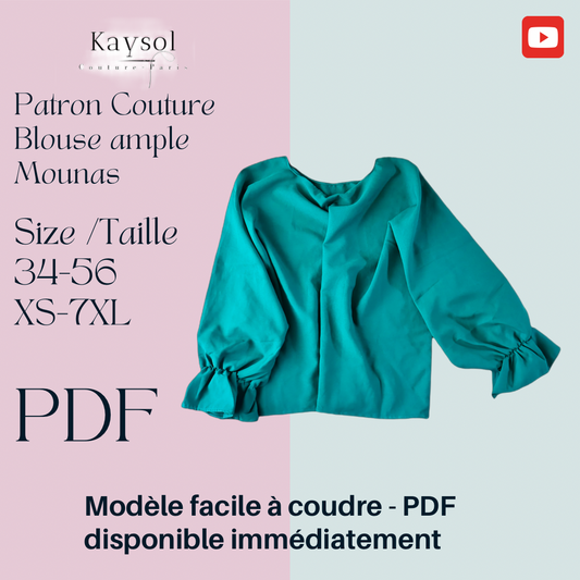 Patron de couture Blouse manches chauves souris PDF