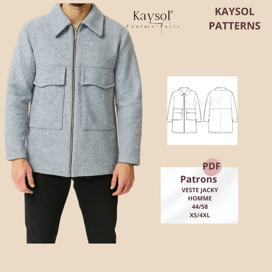 Patron Couture homme - Veste Jacky XS–4XL - Patron PDF + Video couture