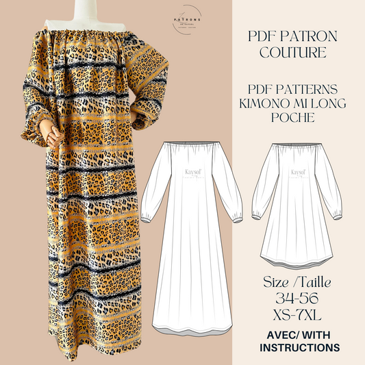 Patron couture Robe ample - Patron couture PDF - 12 Tailles - EU/US - couture facile - coudre une robe longue - patron couture femme - vêtement femme moderne - patrons coutre pas cher 