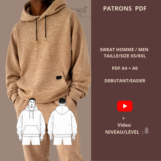 Men's 2-in-1 Sweatshirt Pattern - A4/A0 PDF Pattern - S/9XL - Trilingual