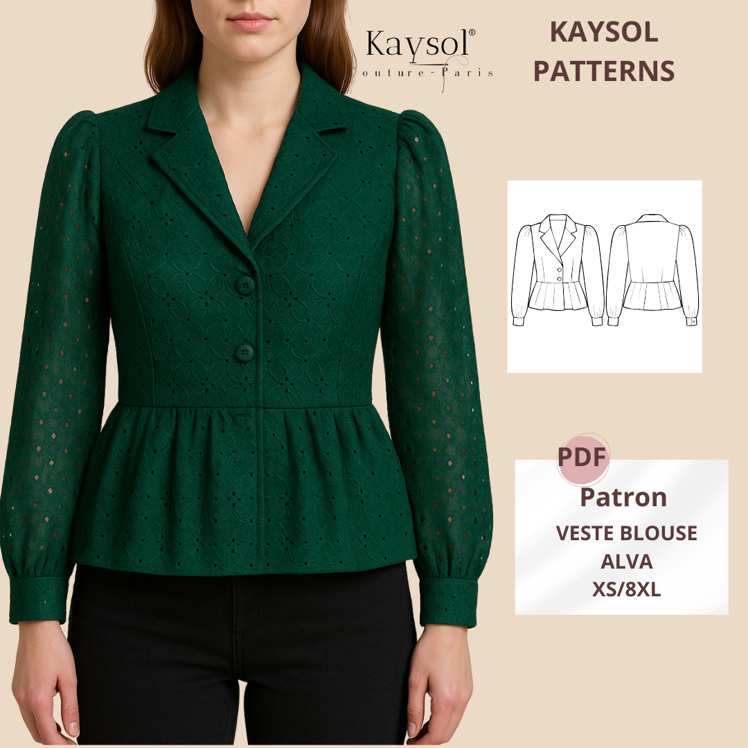 Apprends à coudre la Blouse/Veste Alva – Patron PDF et vidéo Kaysol Couture