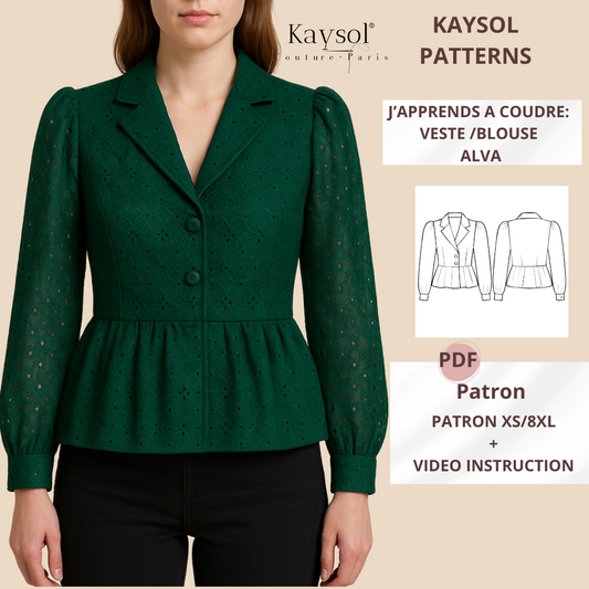 Apprends à coudre la Blouse/Veste Alva – Patron PDF et vidéo Kaysol Couture