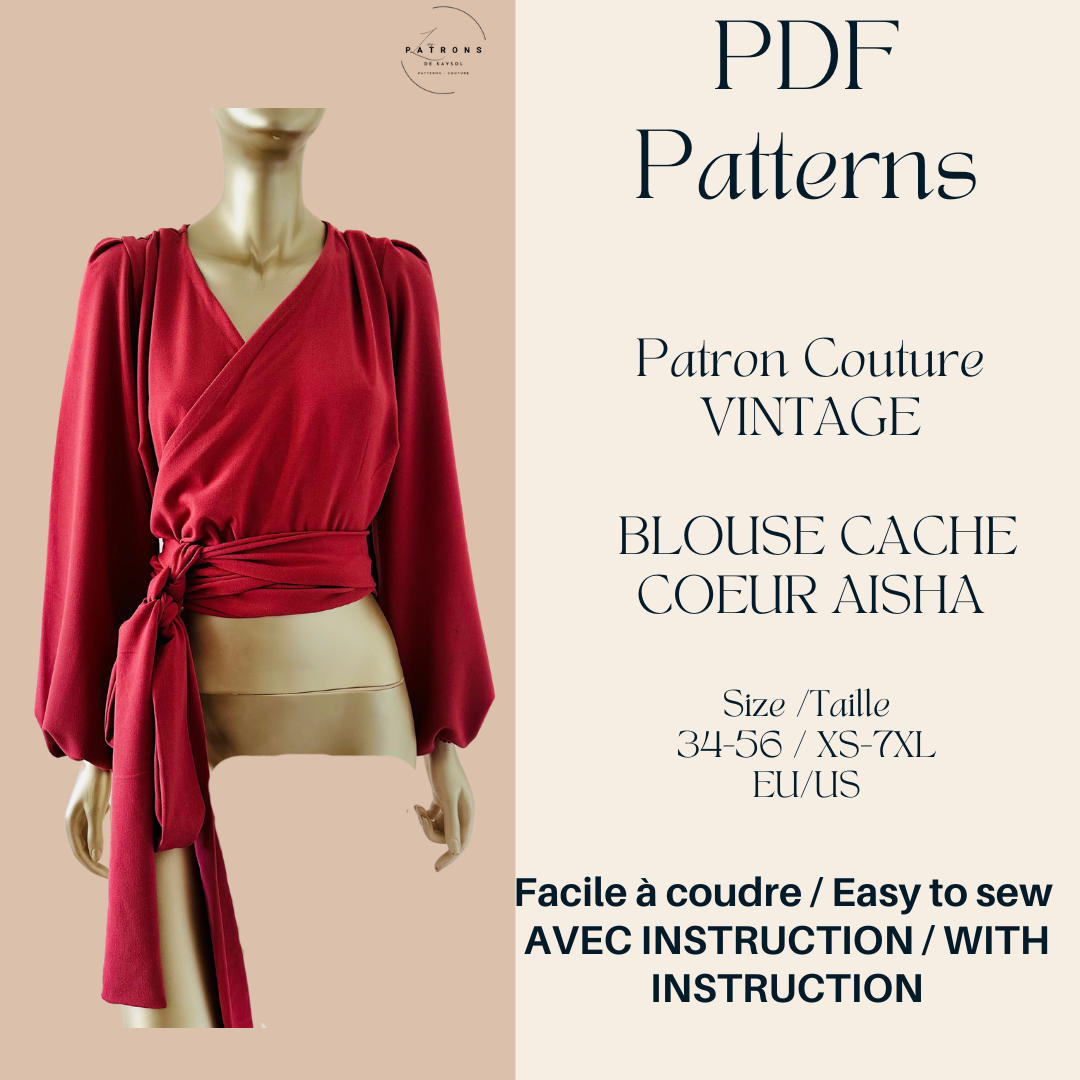 Patron couture Cache coeur - Patron PDF Facile a coudre - Instruction ...