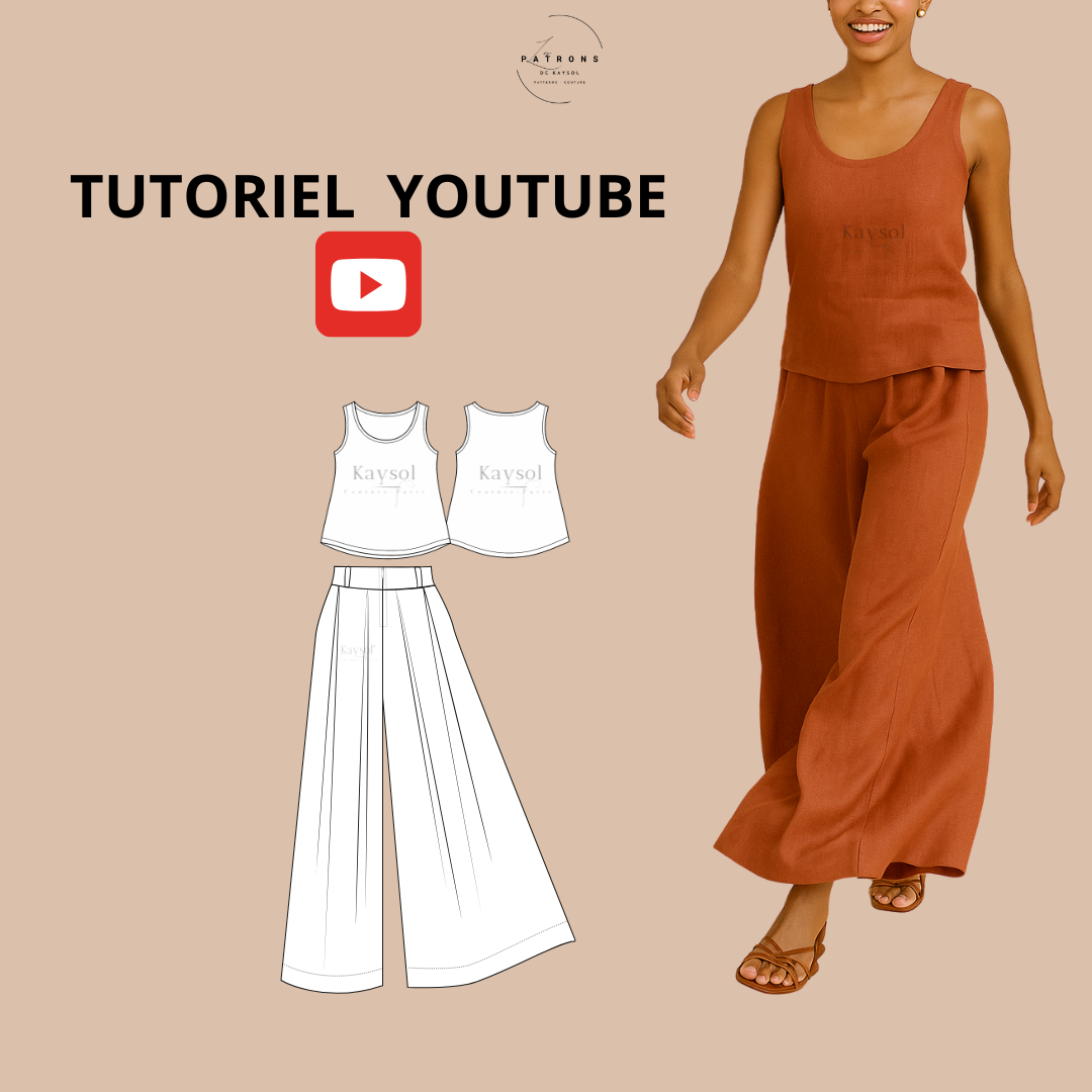 Set à Coudre été - Ensemble Haut et Pantalon maxi large - 12 tailles - PDF