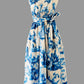 Robe Infinity en wax - Fleurs Bleu Roi - Poches / avec D'autres Choix Motif