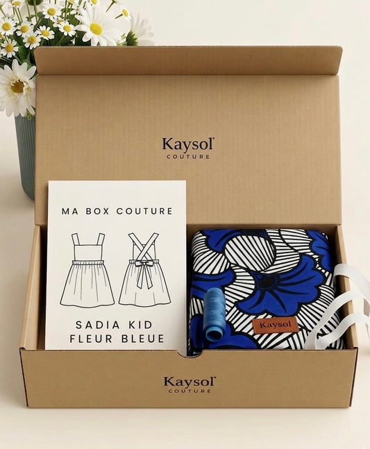 Box Couture Créative Enfant  – Robe SADIA - Patron de 1 à 12 ans + Tissu et mercerie tout compris