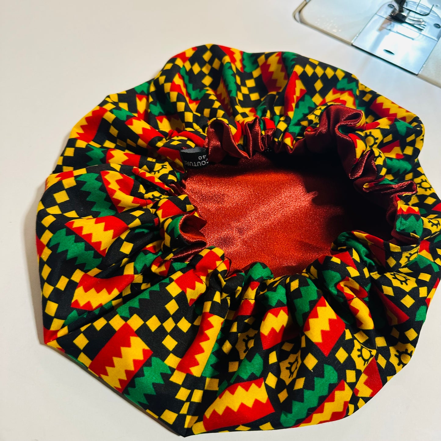 Bonnet de nuit Satin-côté tissu wax - bonnet en satin