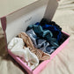 6 premium satin scrunchies gift set | Blue Shade