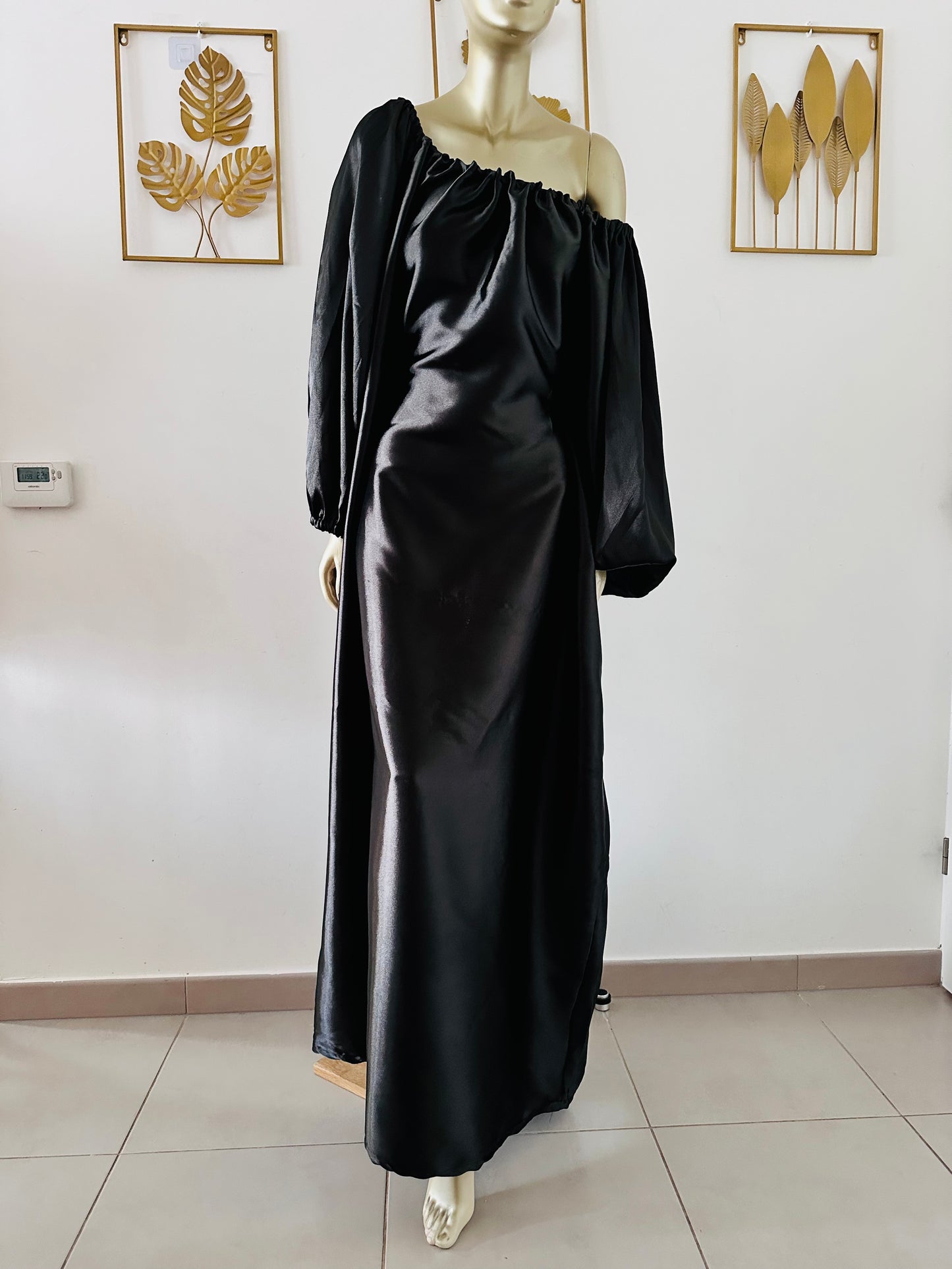 Robe de soirée longue en Soie - Robe demoiselle Noir