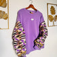 Women's brown sweatshirt - Sequined Bogolan batik sleeves