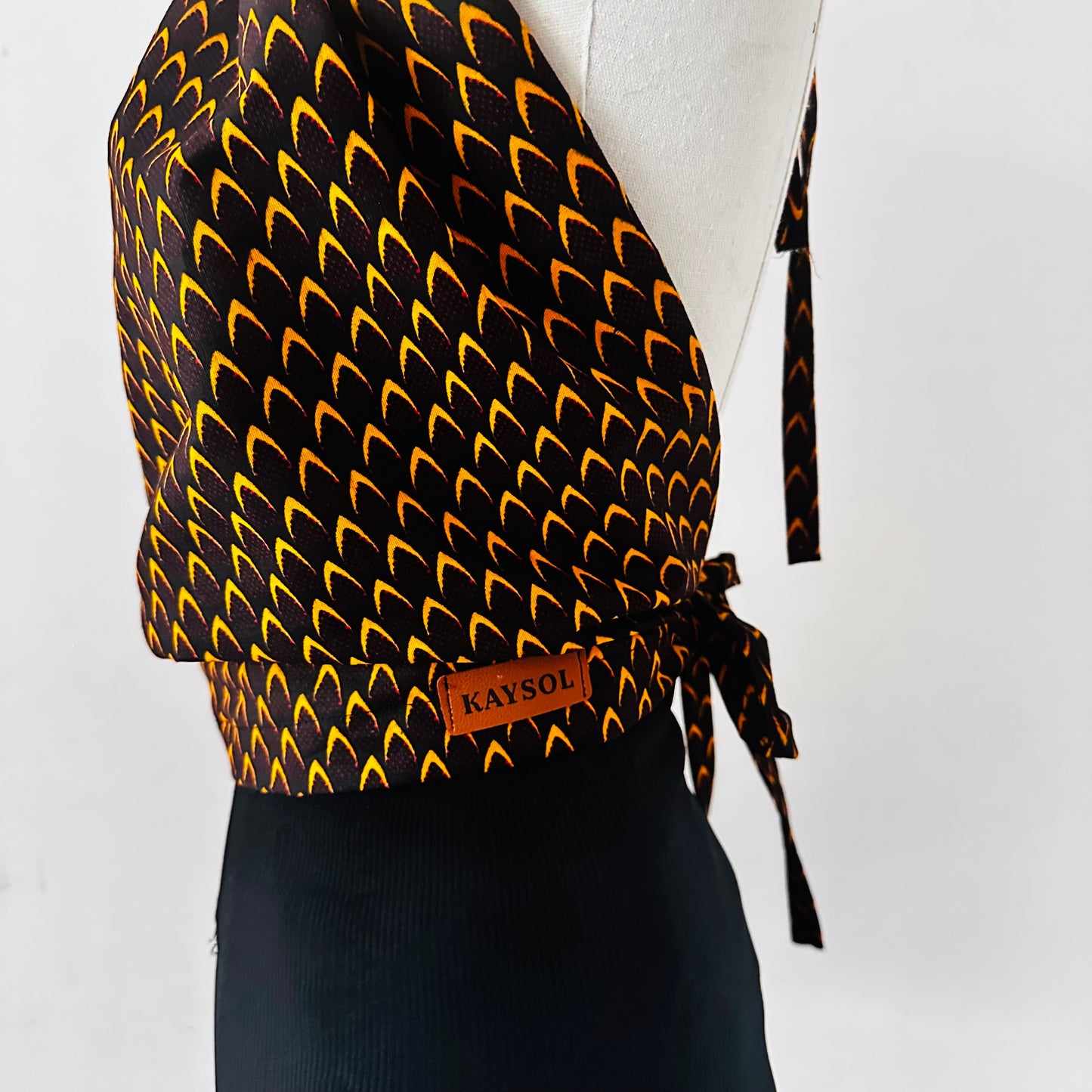 Top Femme en wax / Ajustable et Réversible / 100% coton / en Wax Marron