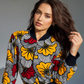 Bomber en Wax mixte - Avec poches - motif Fleurs de mariage
