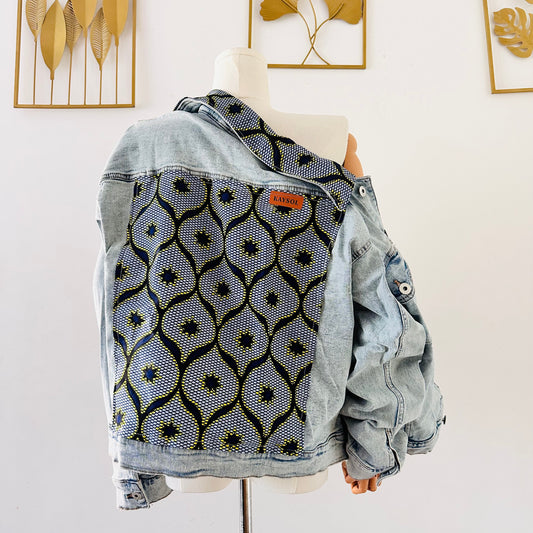 Veste africaine - veste en jean et Wax - Femme