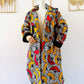 Trench en wax Fleur rouge et jaune / Collection Iconique / Taille Ajustable