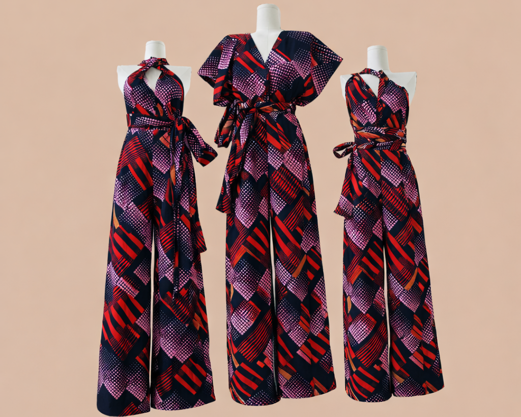 Combinaison en Wax Rouge et VIOLET