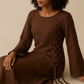 Robe longue en lin marron – Marina – Modeste, fluide, ajustable