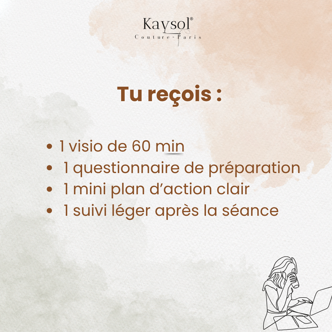 : Visuel du coaching couture en ligne Kaysol Couture – 1h en visio pour lancer sa marque