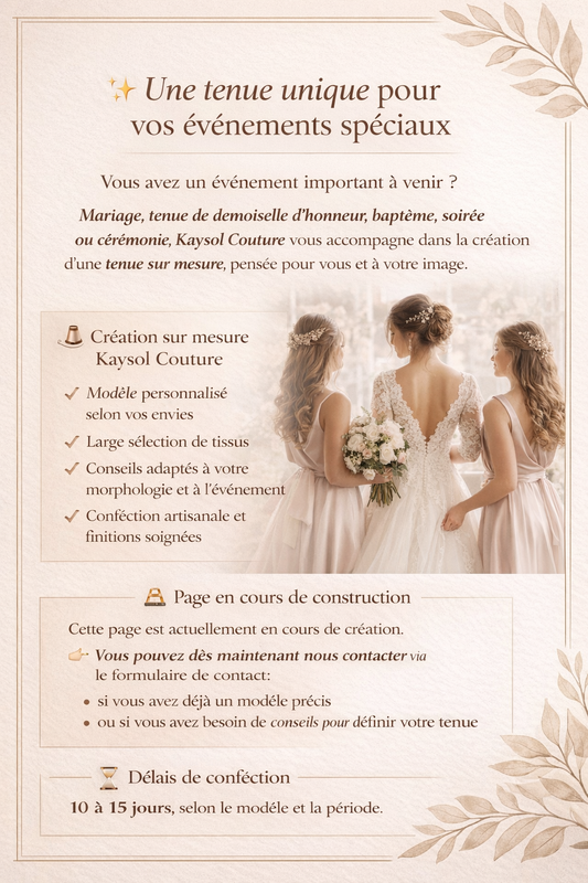 Créer votre tenue - Avec Kaysol Couture