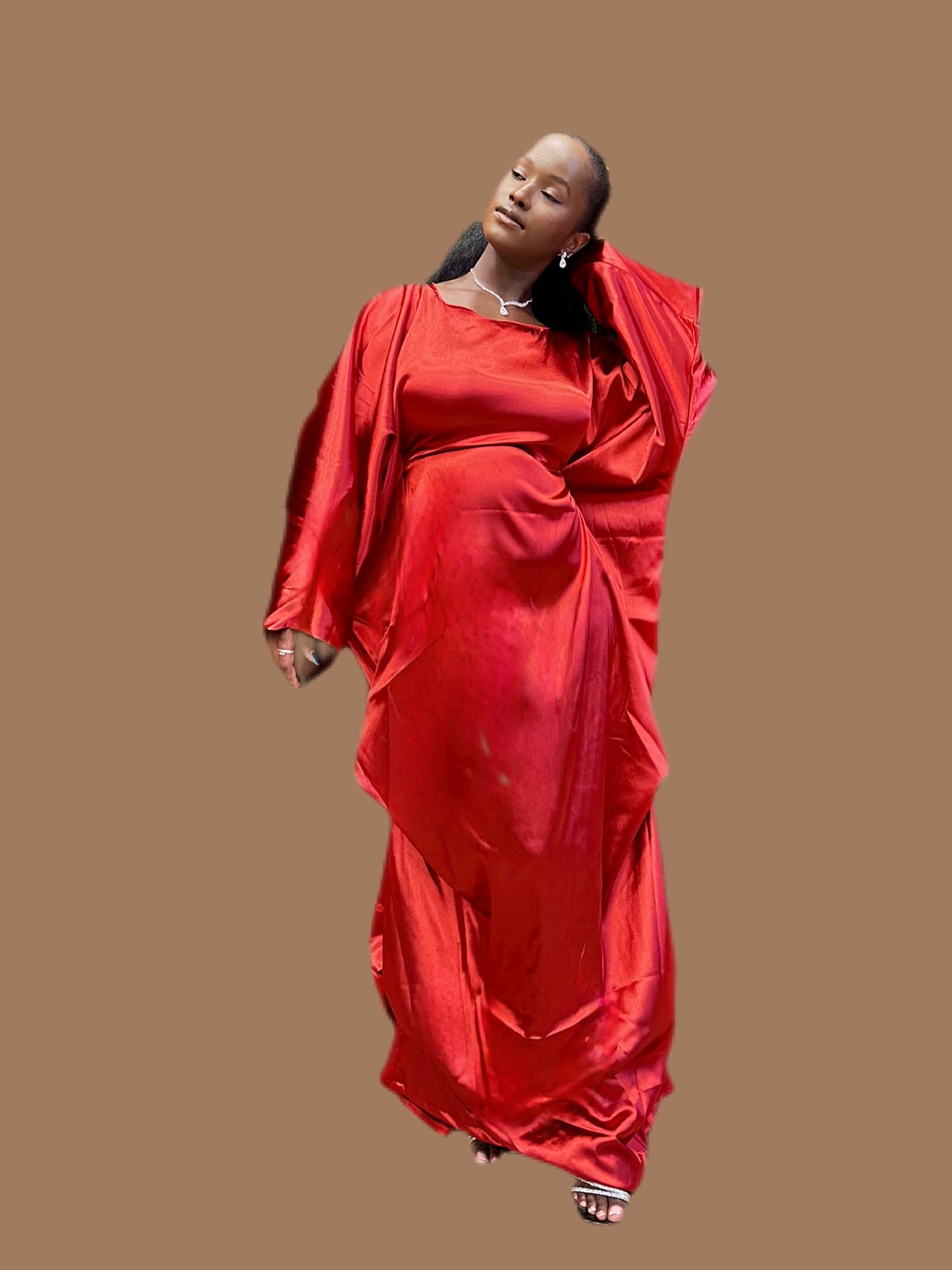 Robe Boubou en Satin Rouge