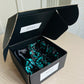 Taie d'oreiller en Satin Noir - Bonnet en satin - Chouchou - Assorti -Box cadeau Femme