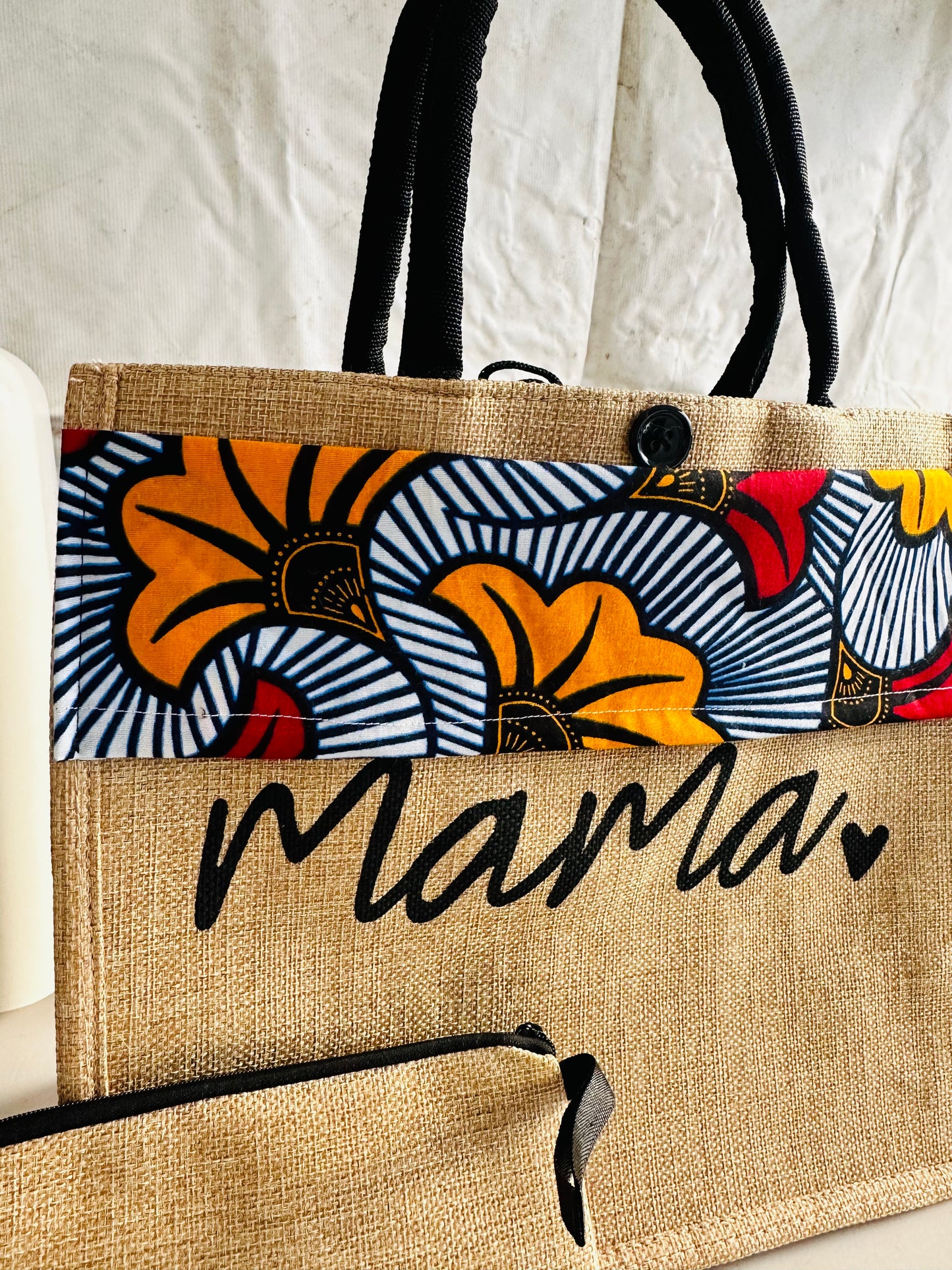 Cadeau personnalisé Mama - Sac jute haute qualité avec Wax - sac wax - sac et trousse