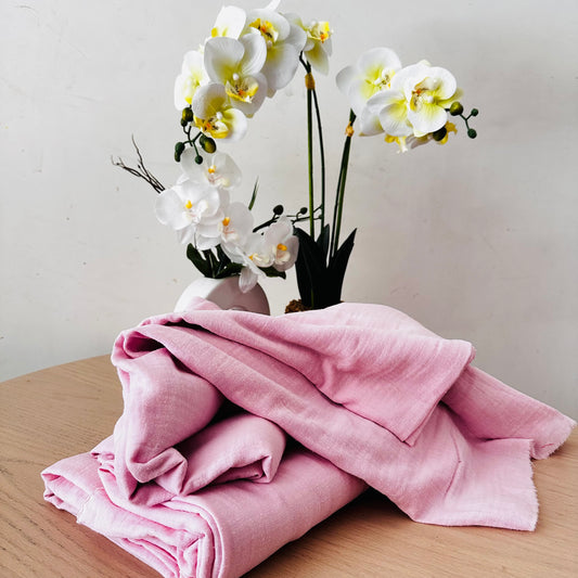 Tissu Double Gaze de coton – Rose Blush | 100% coton | au mètre / Coupon