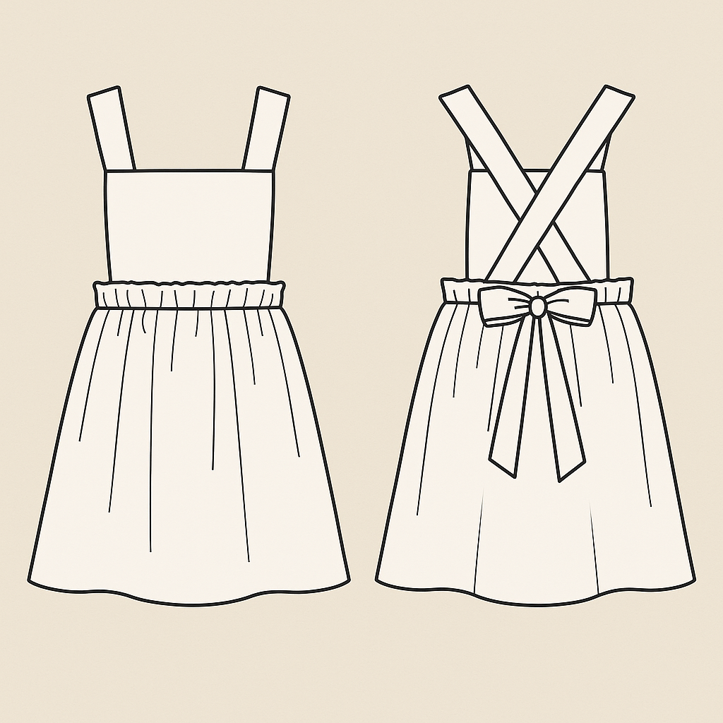Patron Couture Enfant -PDF – Robe salopette Sadia fille, 1 à 12 ans