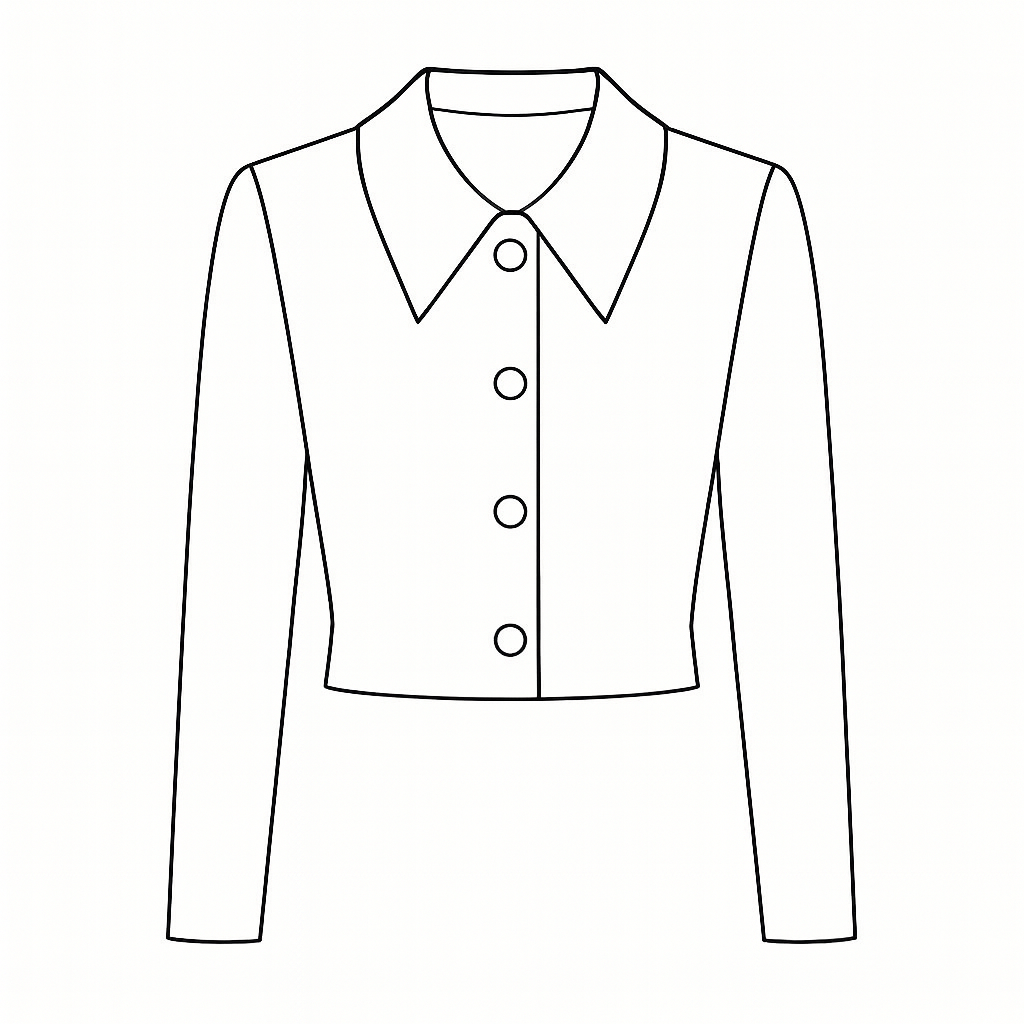 Patron PDF veste courte Noor femme. Coupe droite chic et facile à coudre. Idéal pour progresser ou offrir à une passionnée de couture. Tailles 34–56.