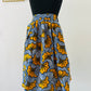 Jupe maxi en Wax - jupe africaine taille haute - tissu Wax fleurs de mariage bleu - Rouge - Jaune