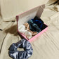 6 premium satin scrunchies gift set | Blue Shade