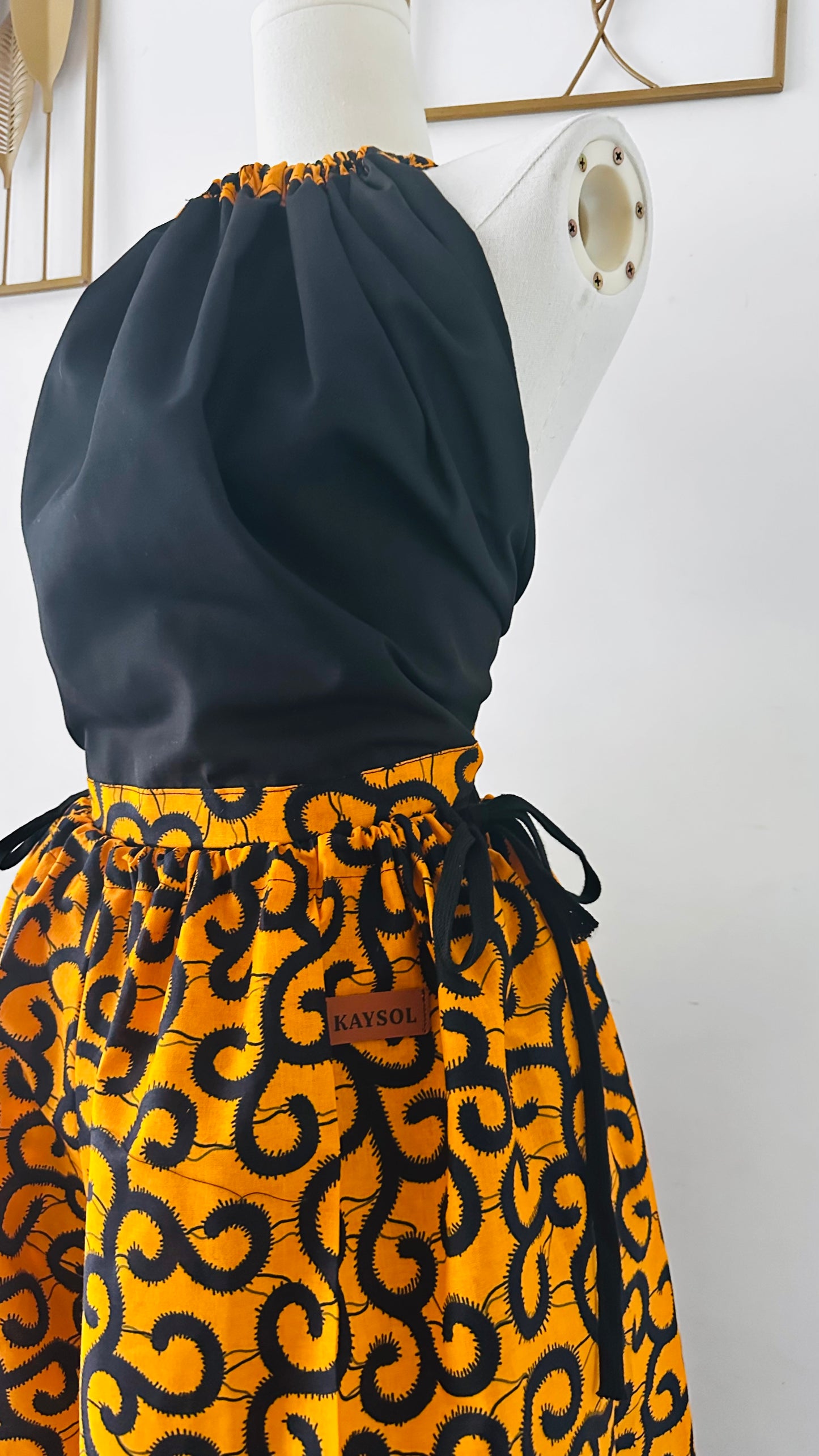 Top Femme en wax / Ajustable et Réversible / 100% coton / Wax jaune