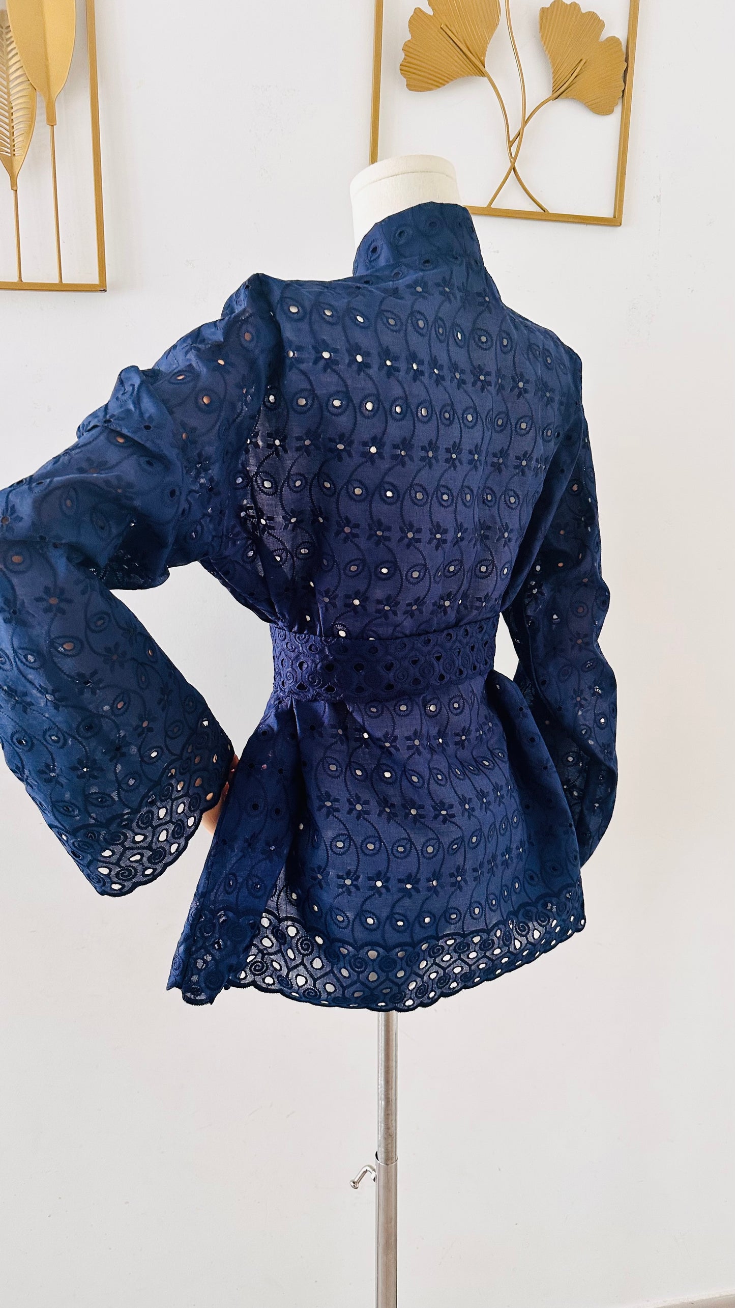 Navy Blue Broderie Anglaise Kimono – Women's Broderie Jacket / Iconic