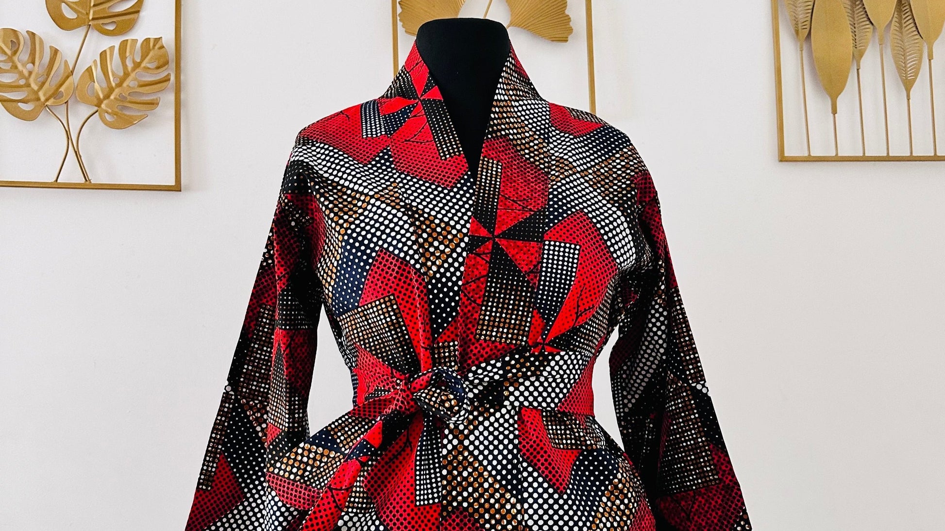 veste africaine rouge- kimono - kimono rouge- kimono femme en wax