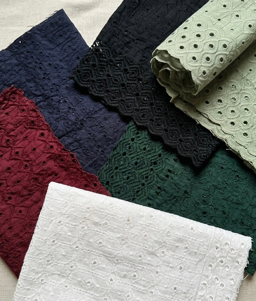 Tissu Broderie Anglaise Coton Premium – Coupon 1 à 5 m