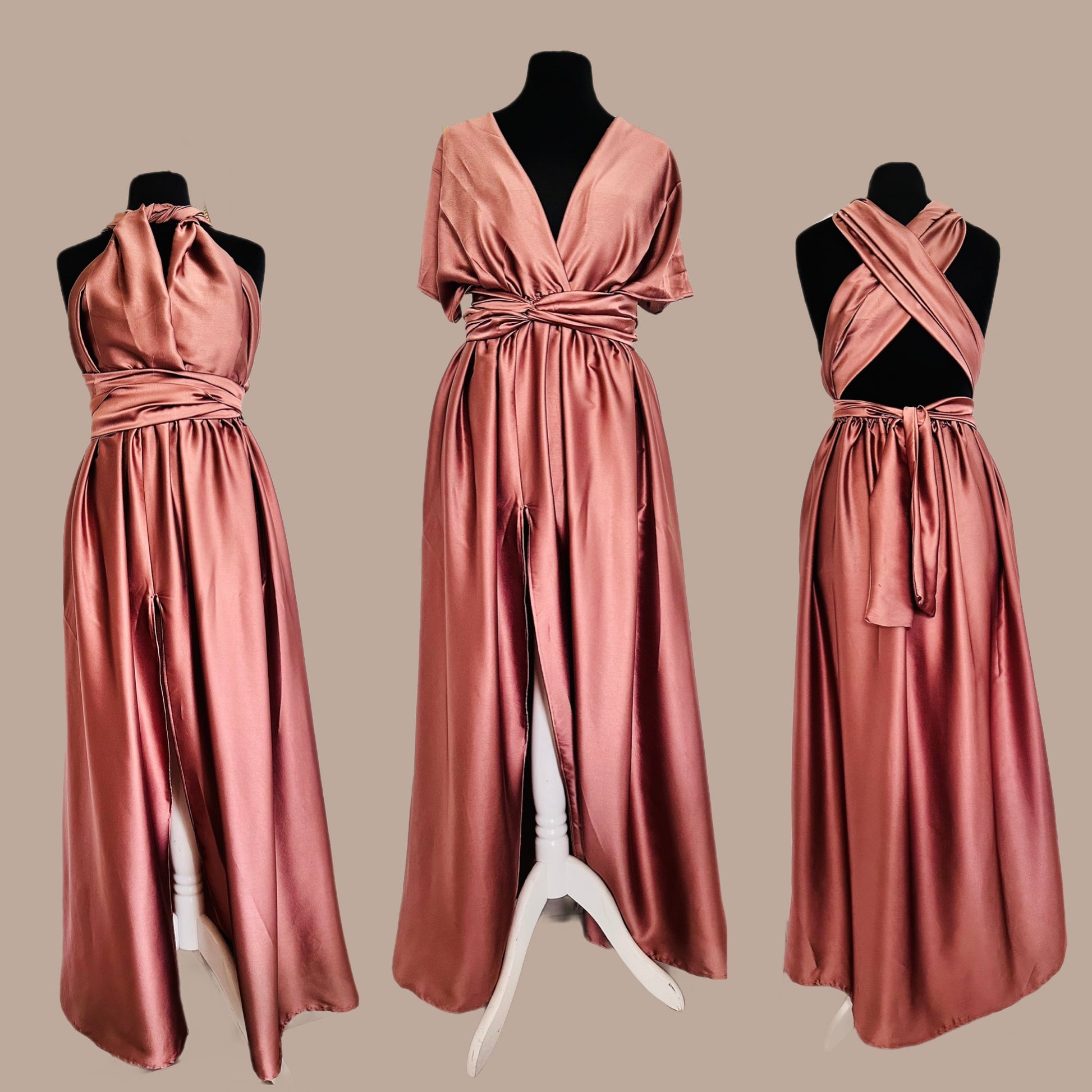 Robe en satin rose dusty - robe en satin rose nude gold 