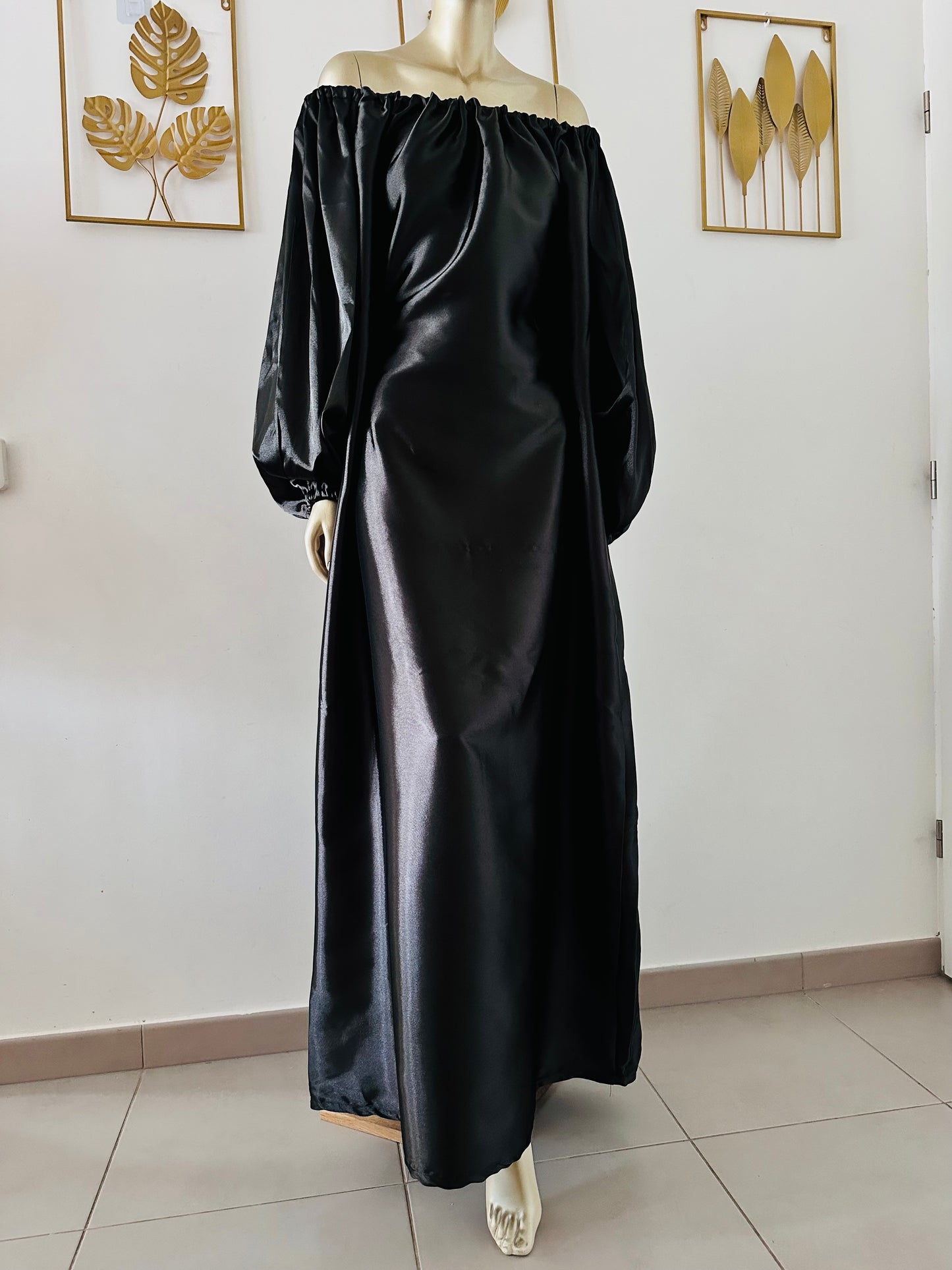 Robe de soirée longue en Soie - Robe demoiselle Noir