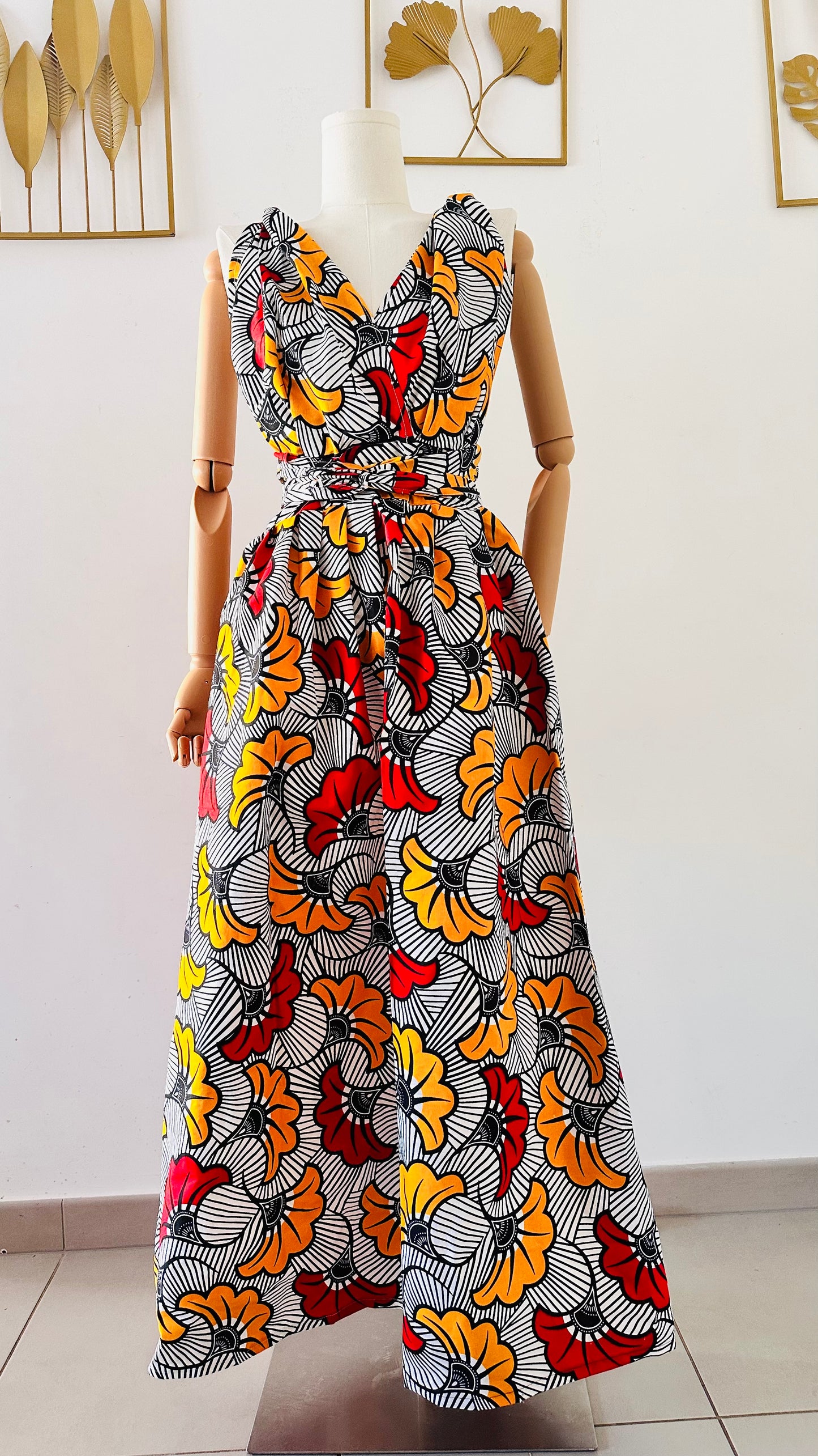 Robe infinity en Wax - Fleurs de mariage