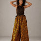 Pantalon Femme Ajustable / 100% coton / en Wax jaune