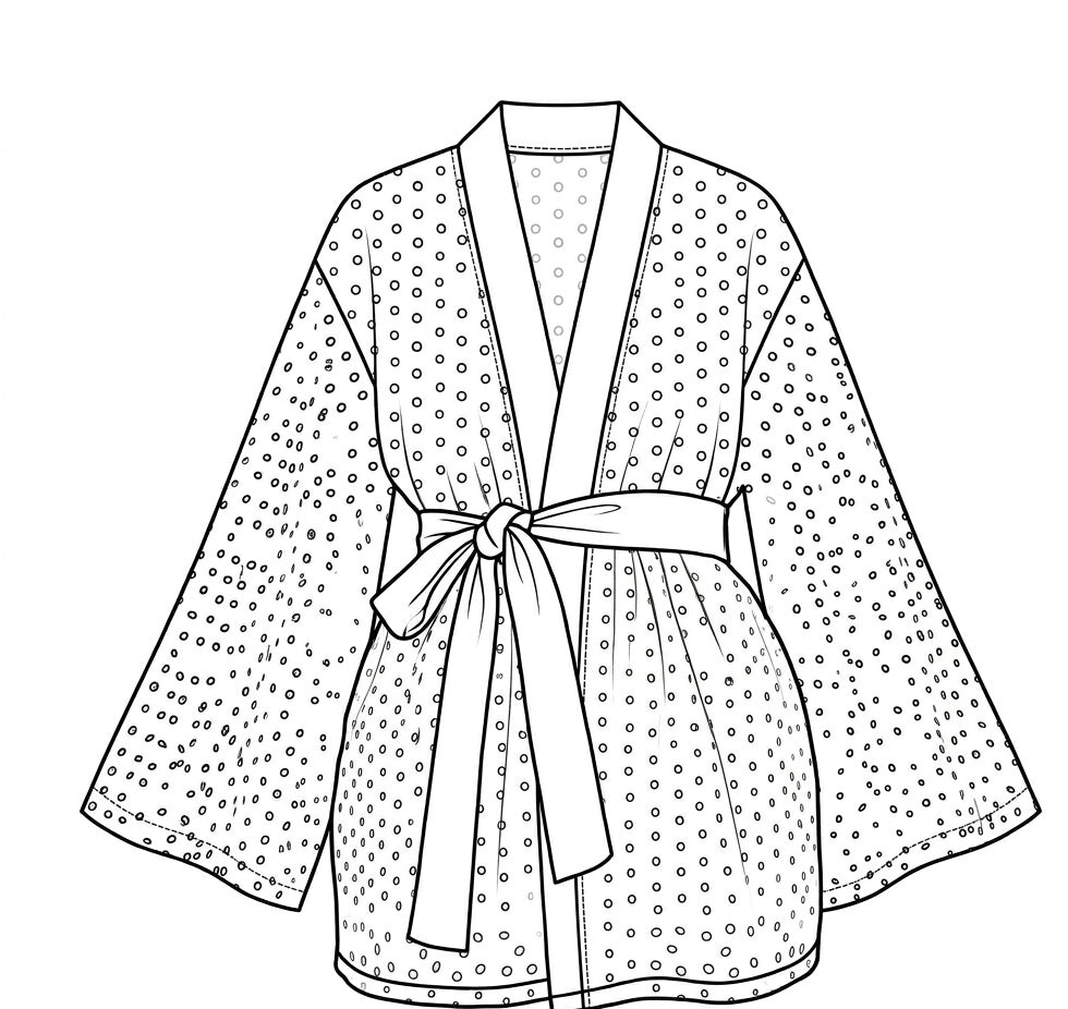 Box Créative Kimono Femme – Patron 34/56 + Tissu Broderie anglaise 100%coton  + Mercerie assorti complet / Noir