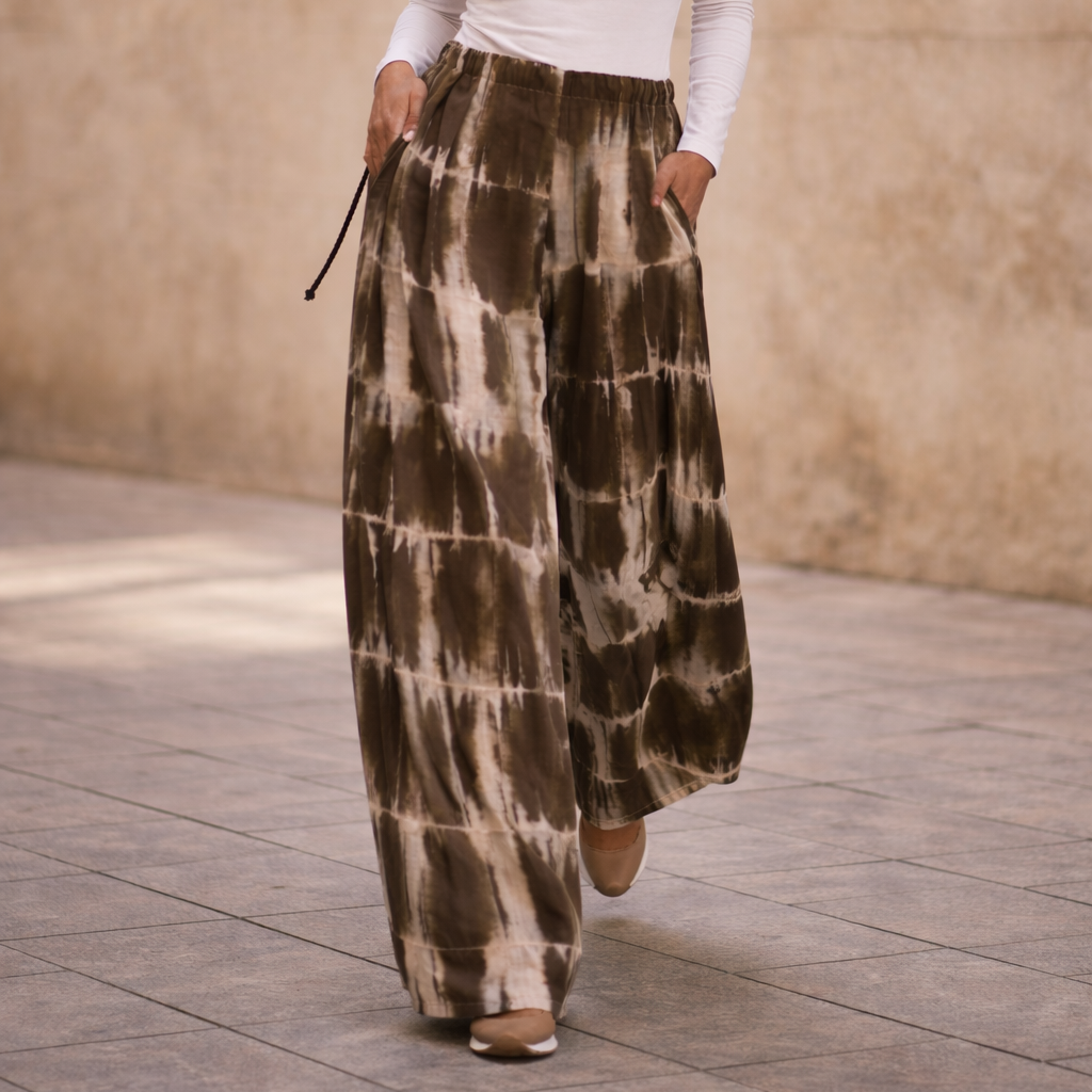 Pantalon large fluide avec taille ajustable à cordon et poches, coupe ample du XS au 7XL